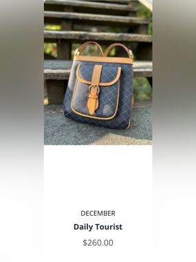 Italian dark Blue Crossbody Bag with Beige Trim - Women